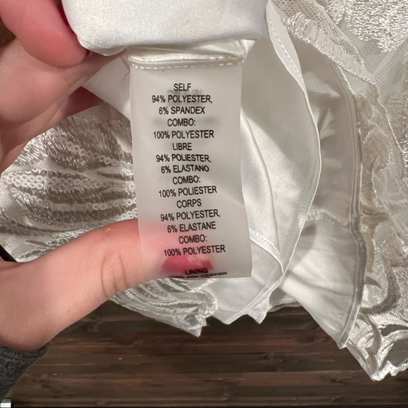 White Sequined Spaghetti Strap Jewel Neck Cocktail Sheath Dress | Vince Camuto - Picture 10 of 10